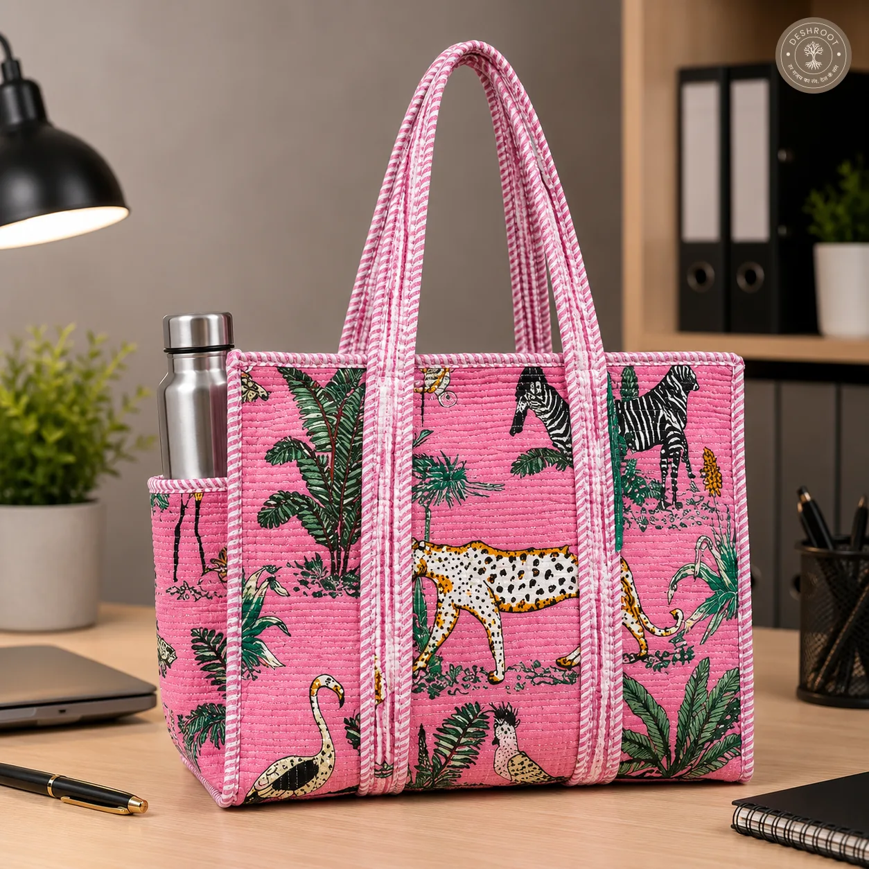 Pink Jungle Safari Printed Multipurpose Shoulder Bag for Women