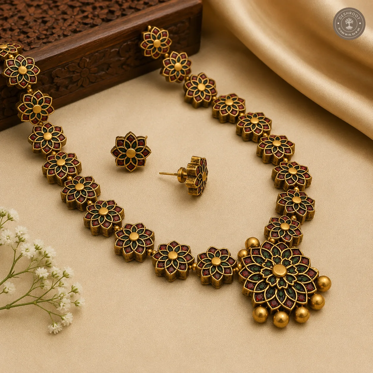 Terracotta Haaram with Matching Earrings