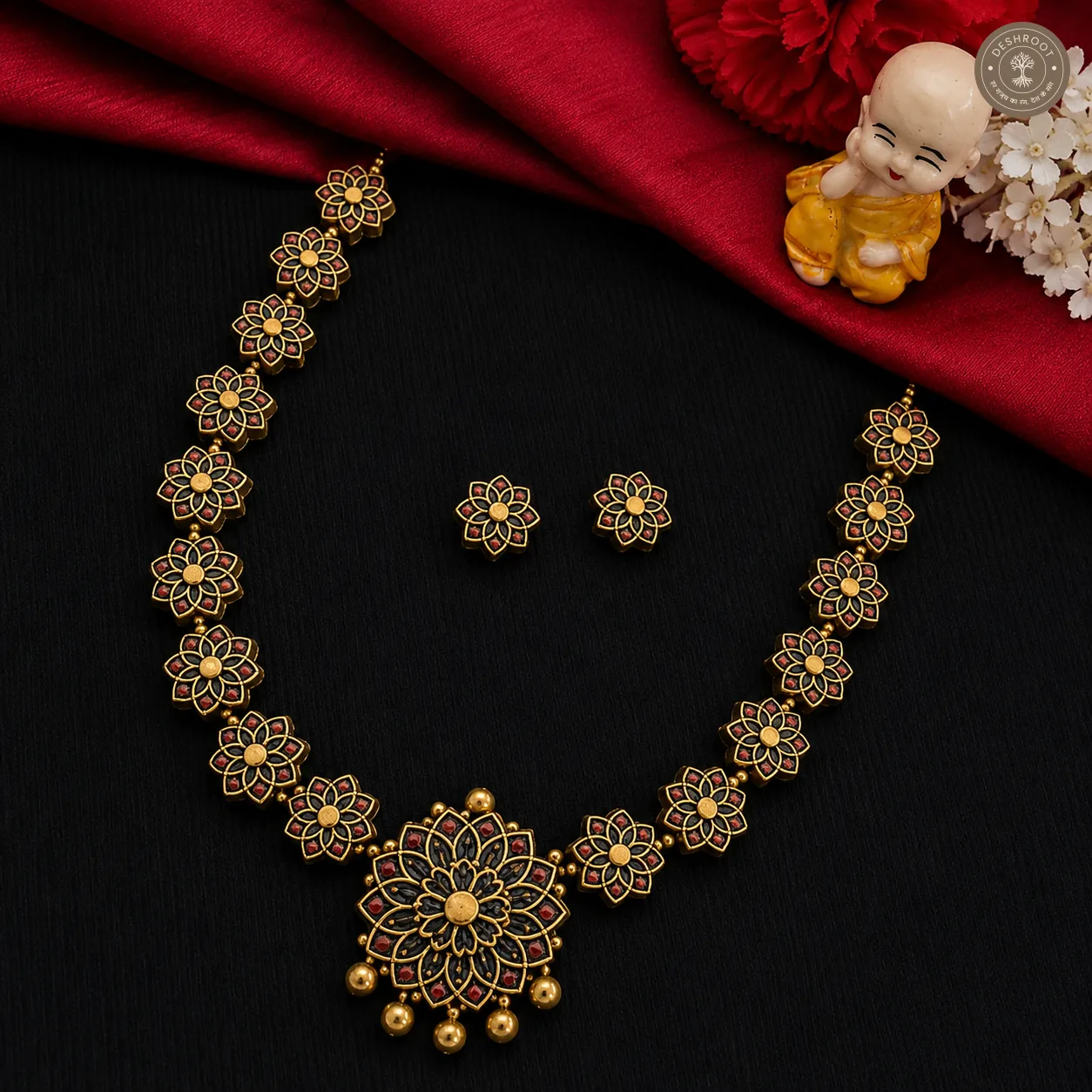Terracotta Haaram with Matching Earrings