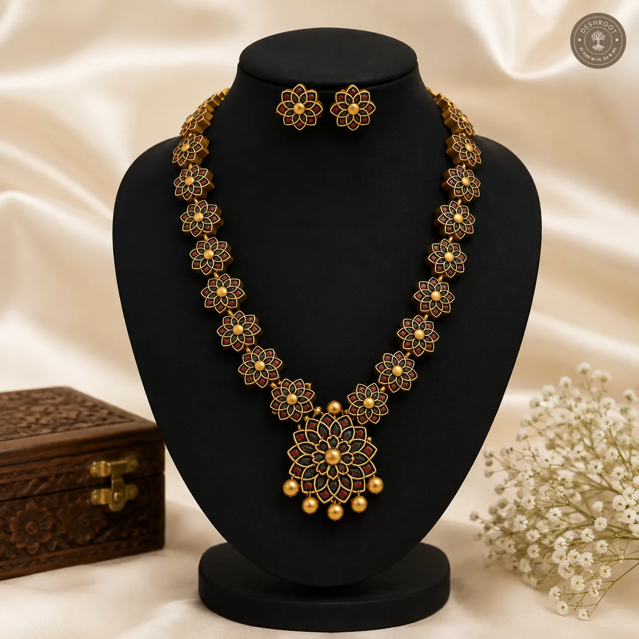 Terracotta Haaram with Matching Earrings