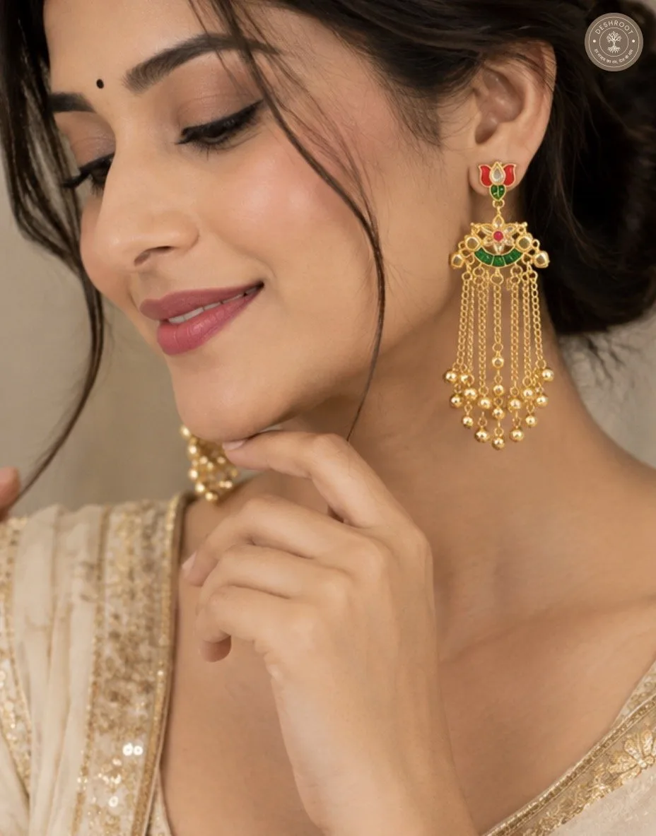 Royal Floral Long Drop Earrings