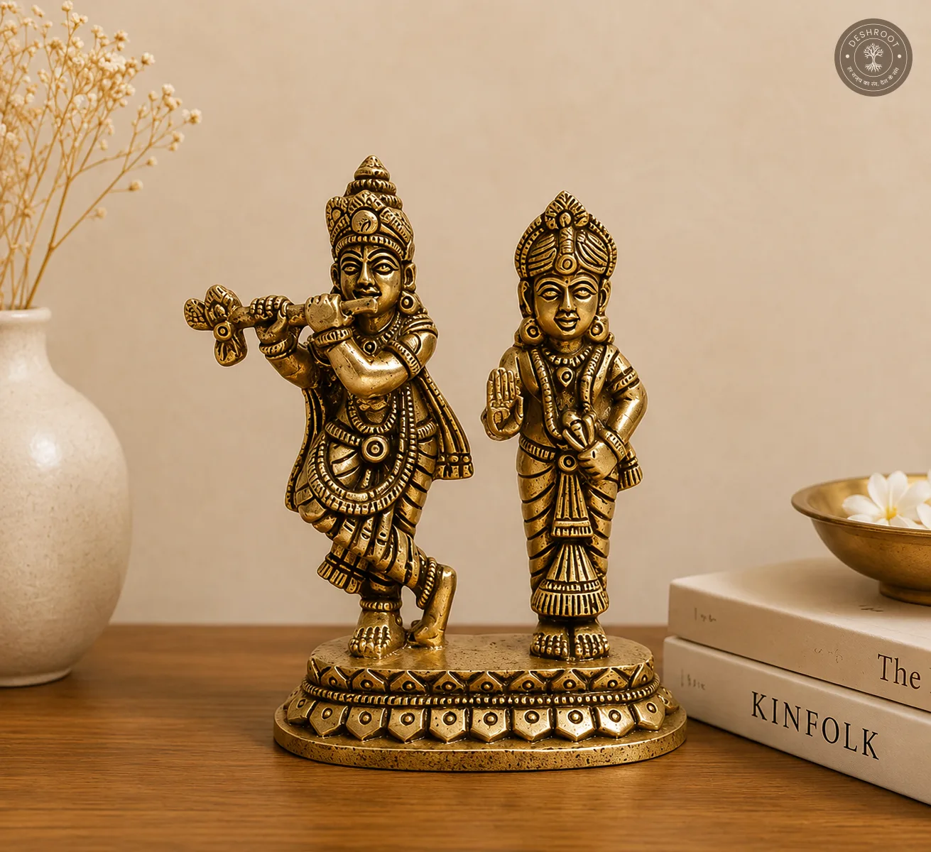 Antique Brass Radha Krishna Idol