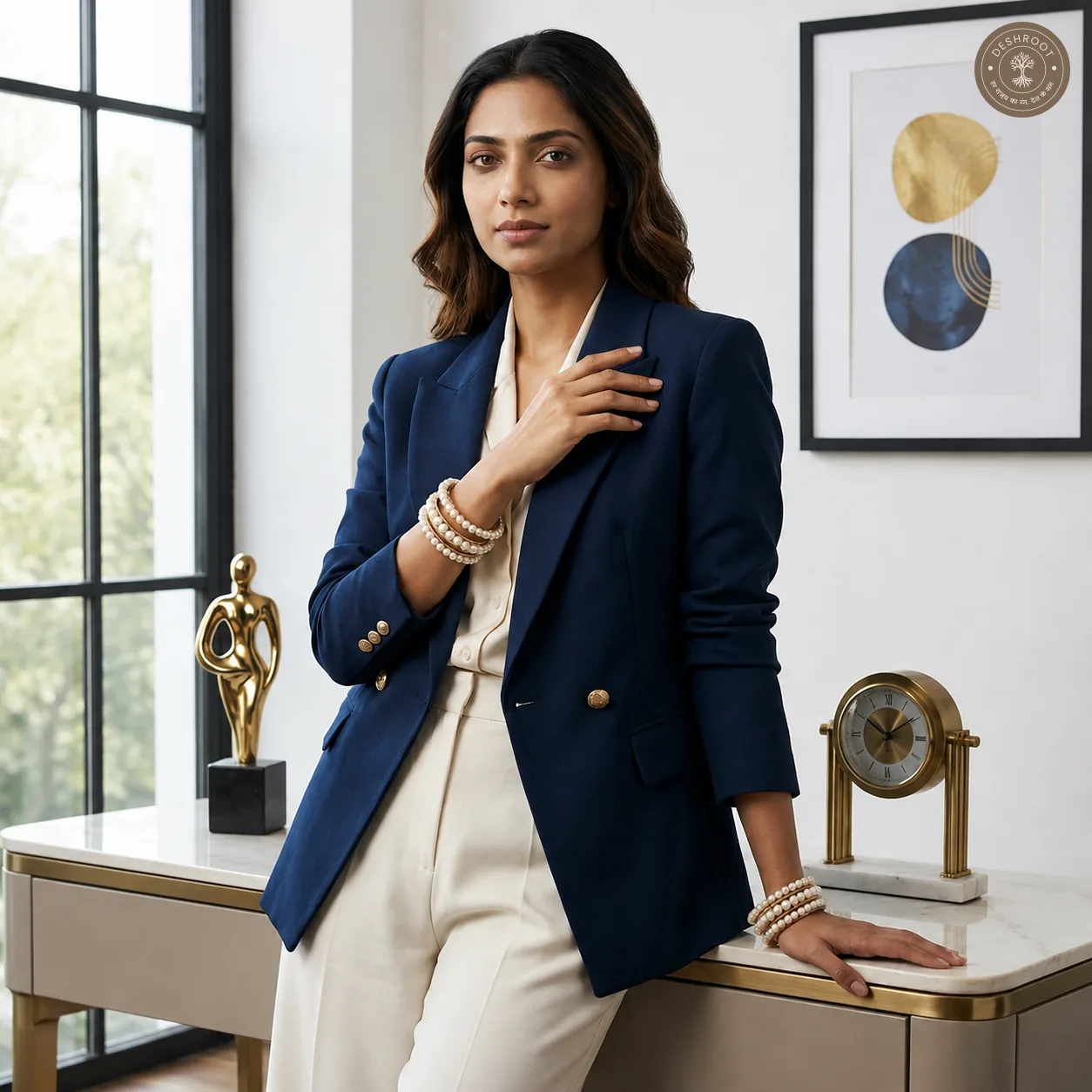 Pearl Elegance Gold-Tone Bangle Set