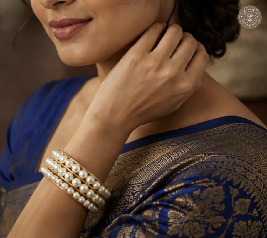 Pearl Elegance Gold-Tone Bangle Set