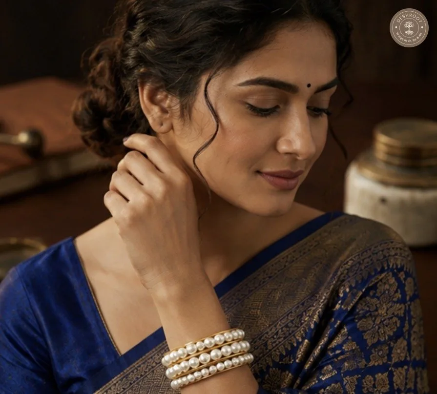 Pearl Elegance Gold-Tone Bangle Set