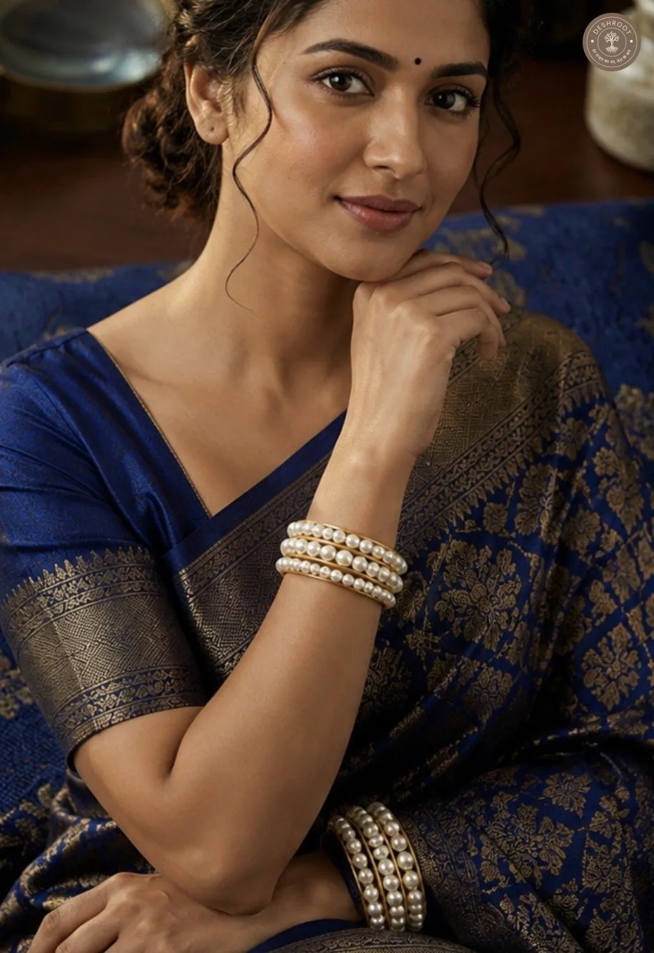 Pearl Elegance Gold-Tone Bangle Set