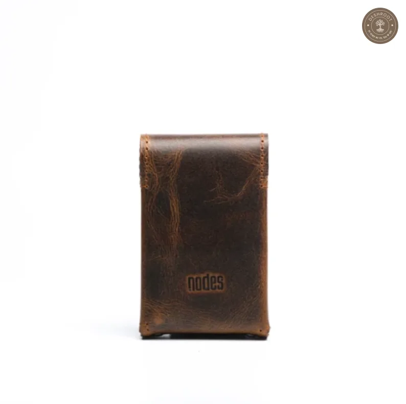 Sobo classic - Leather Cigarette Case With Lighter Pocket Dark Brown