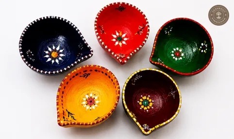 Handcrafted Colorful Clay Diya set