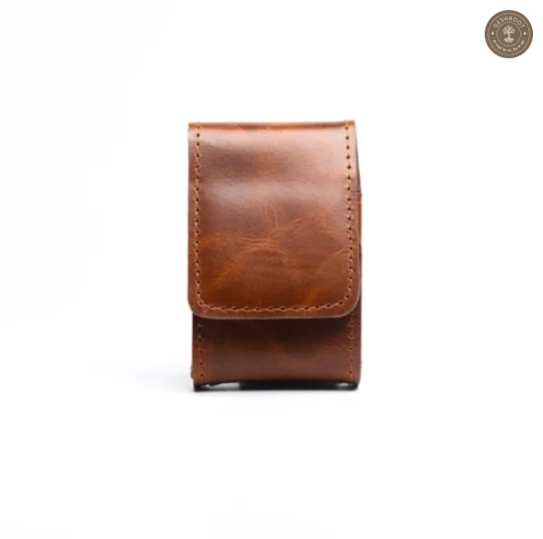 Sobo classic - Leather Cigarette Case With Lighter Pocket Caramel Brown