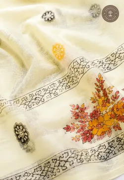Elegant Floral Print Unstitched Dress Material with Printed Dupatta (2 piece set)