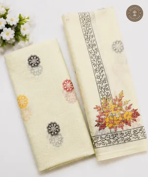 Elegant Floral Print Unstitched Dress Material with Printed Dupatta (2 piece set)