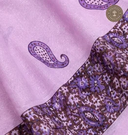 Purple Paisley Print Unstitched Cotton Suit Set with Matching Dupatta