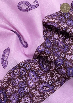 Purple Paisley Print Unstitched Cotton Suit Set with Matching Dupatta