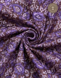 Purple Paisley Print Unstitched Cotton Suit Set with Matching Dupatta