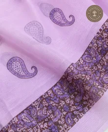 Purple Paisley Print Unstitched Cotton Suit Set with Matching Dupatta