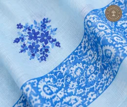 Sky Blue Paisley Print Unstitched Cotton Suit Set with Matching Dupatta (2 Piece set)