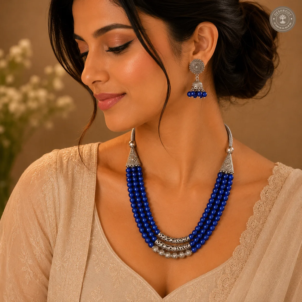 Oxidized Silver Boho Necklace Set