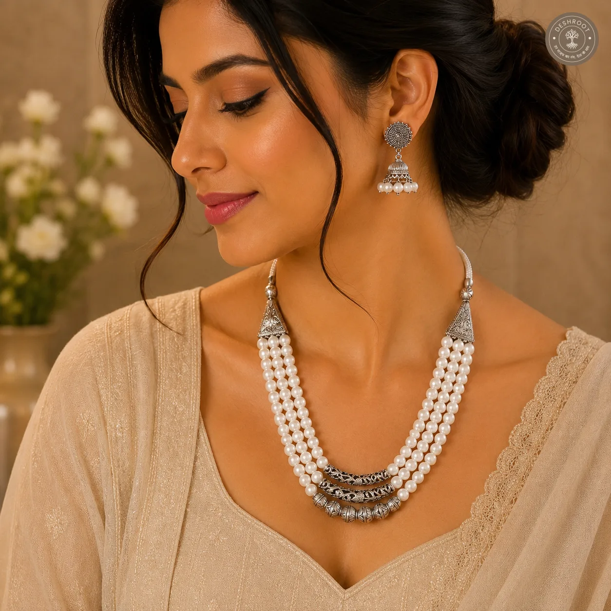 Oxidized Silver Boho Necklace Set