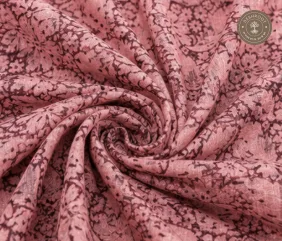 Dusty Pink Floral Print Unstitched Cotton Suit Set with Matching Dupatta (2 Piece set)