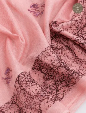 Dusty Pink Floral Print Unstitched Cotton Suit Set with Matching Dupatta (2 Piece set)