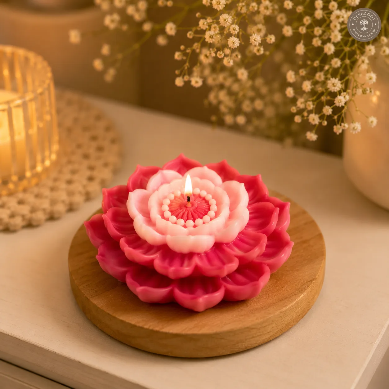 Luxury Floral Candle Gift Box Set – Handcrafted Soy Wax Lotus & Rose Candles in Premium Decorative Box – Festive & Premium Gifting Collection