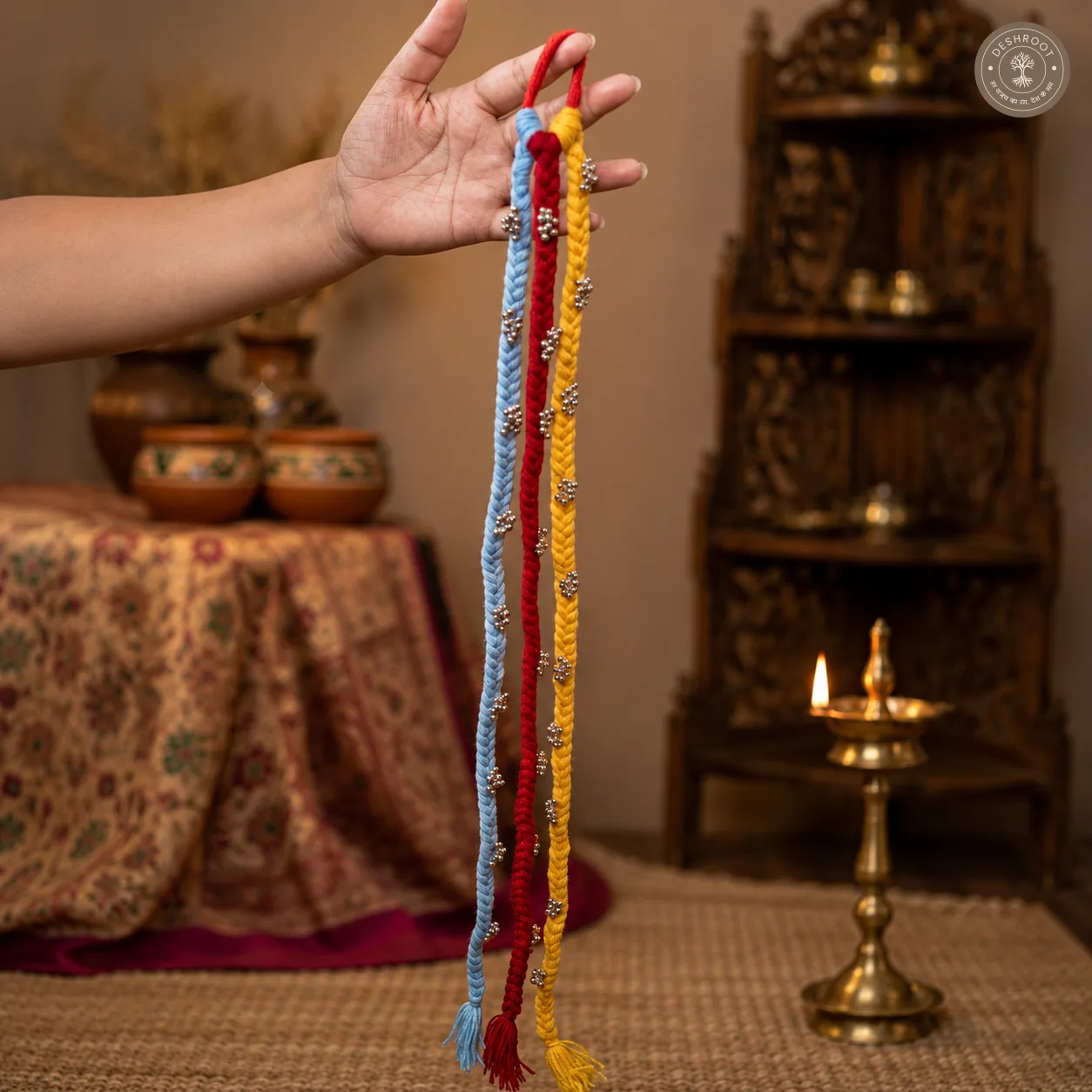 Multicolor Garba Style Braided Parandi with Decorative Tassels
