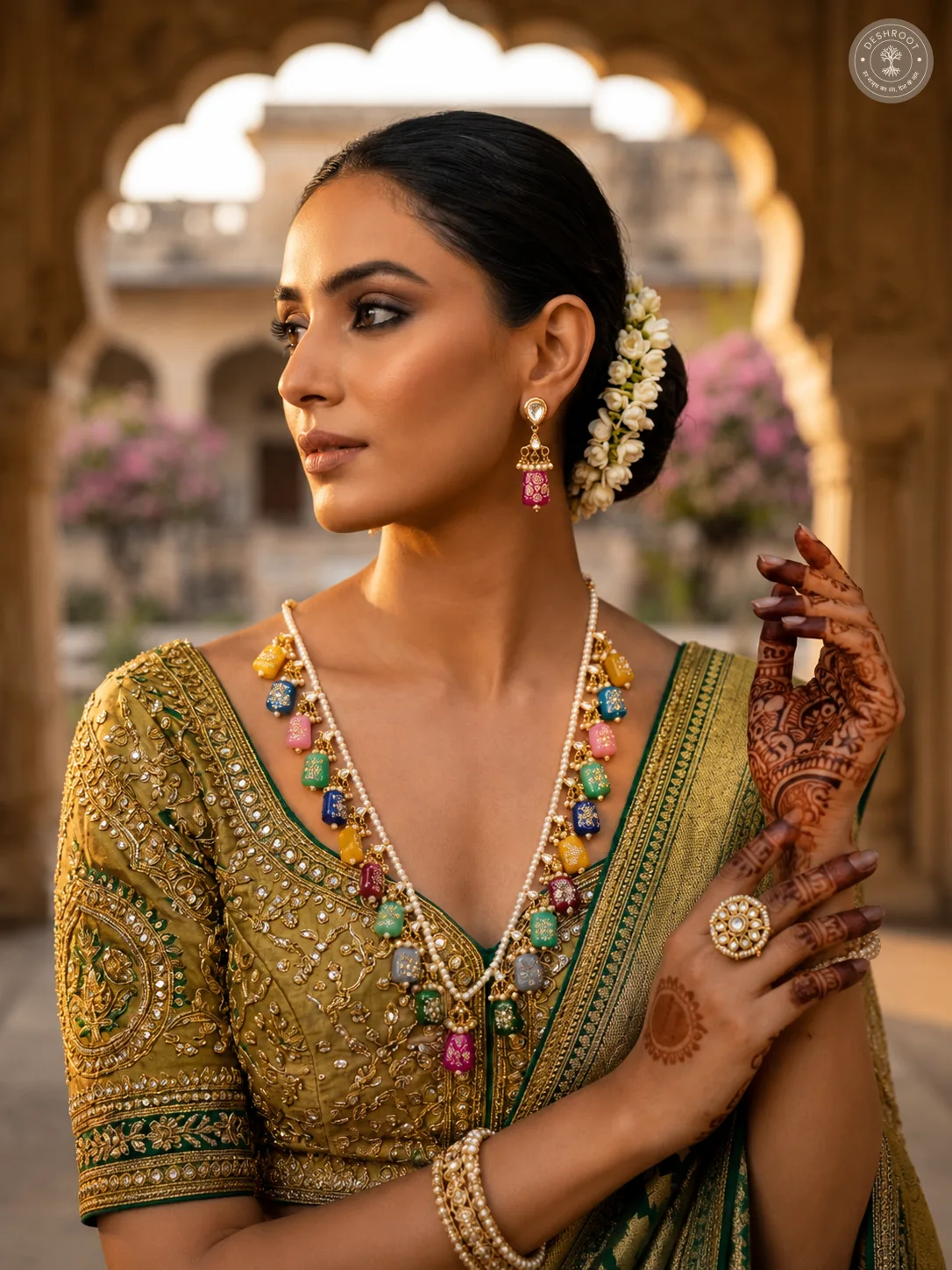 Multicolor Handcrafted Pearl Bead Long Necklace Set