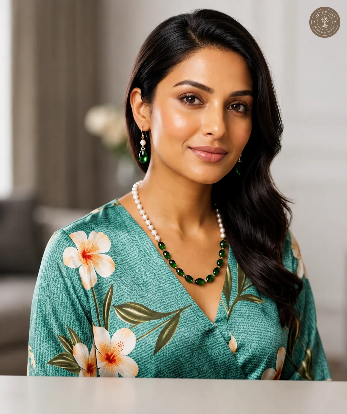 Pearl Beaded Long Necklace Set with Matching Earrings