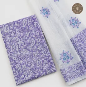 Lavender Purple Paisley Printed 2-Piece Dress Material Set