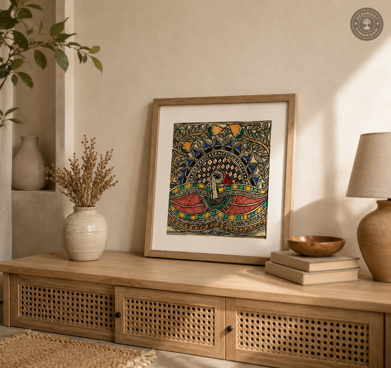 Madhubani Mayur Tarang Folk Art Painting