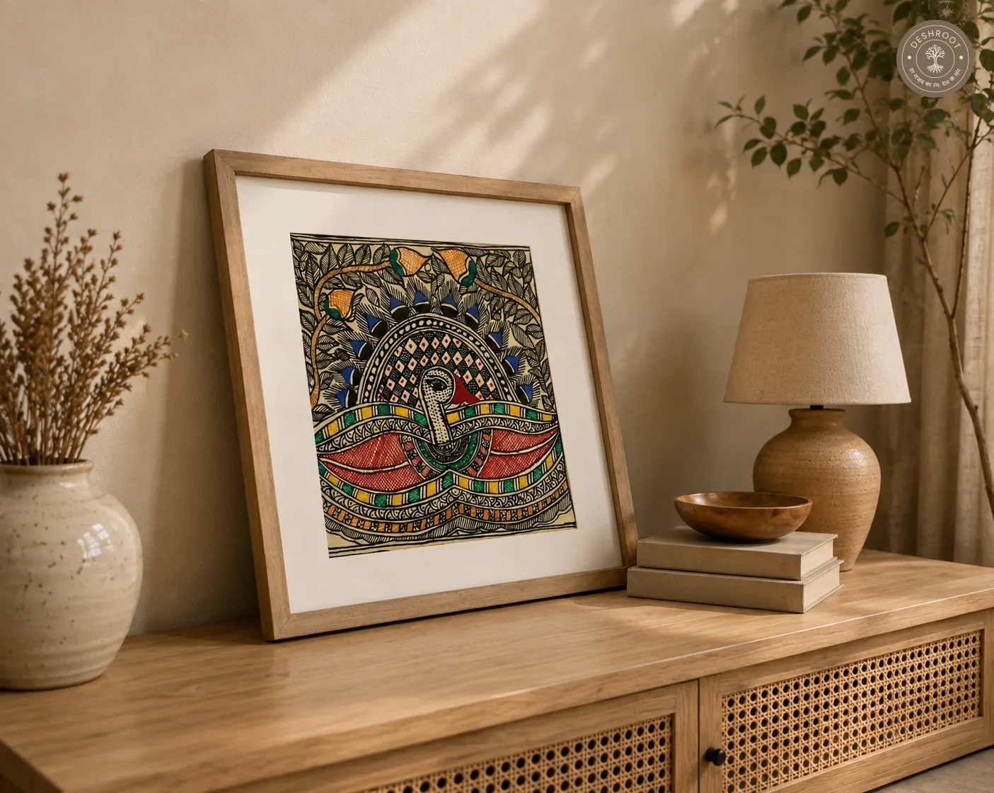 Madhubani Mayur Tarang Folk Art Painting