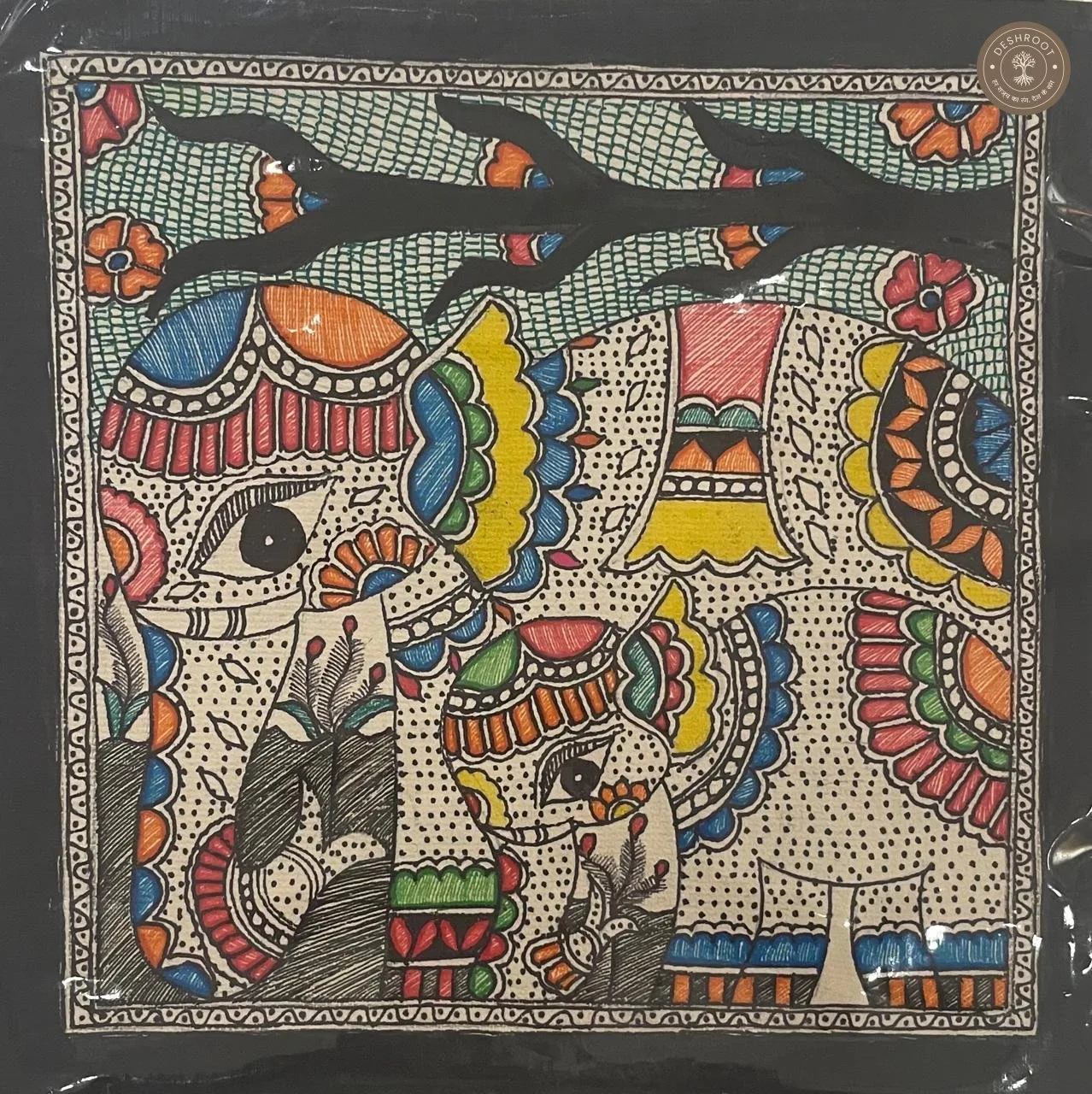 Madhubani Gaj Vatika Elephant Painting