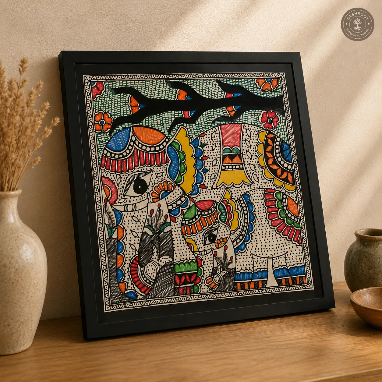 Madhubani Gaj Vatika Elephant Painting