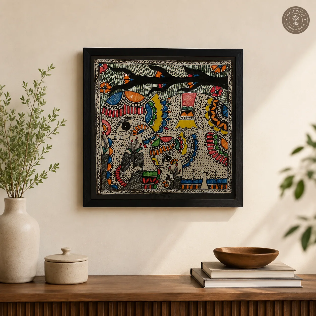 Madhubani Gaj Vatika Elephant Painting