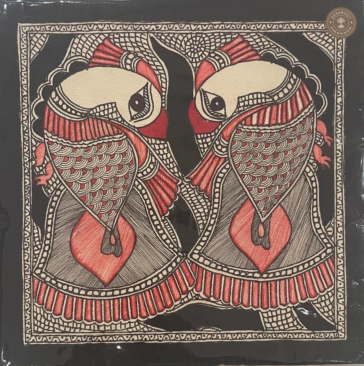 Madhubani Prem Pakshi Folk Painting