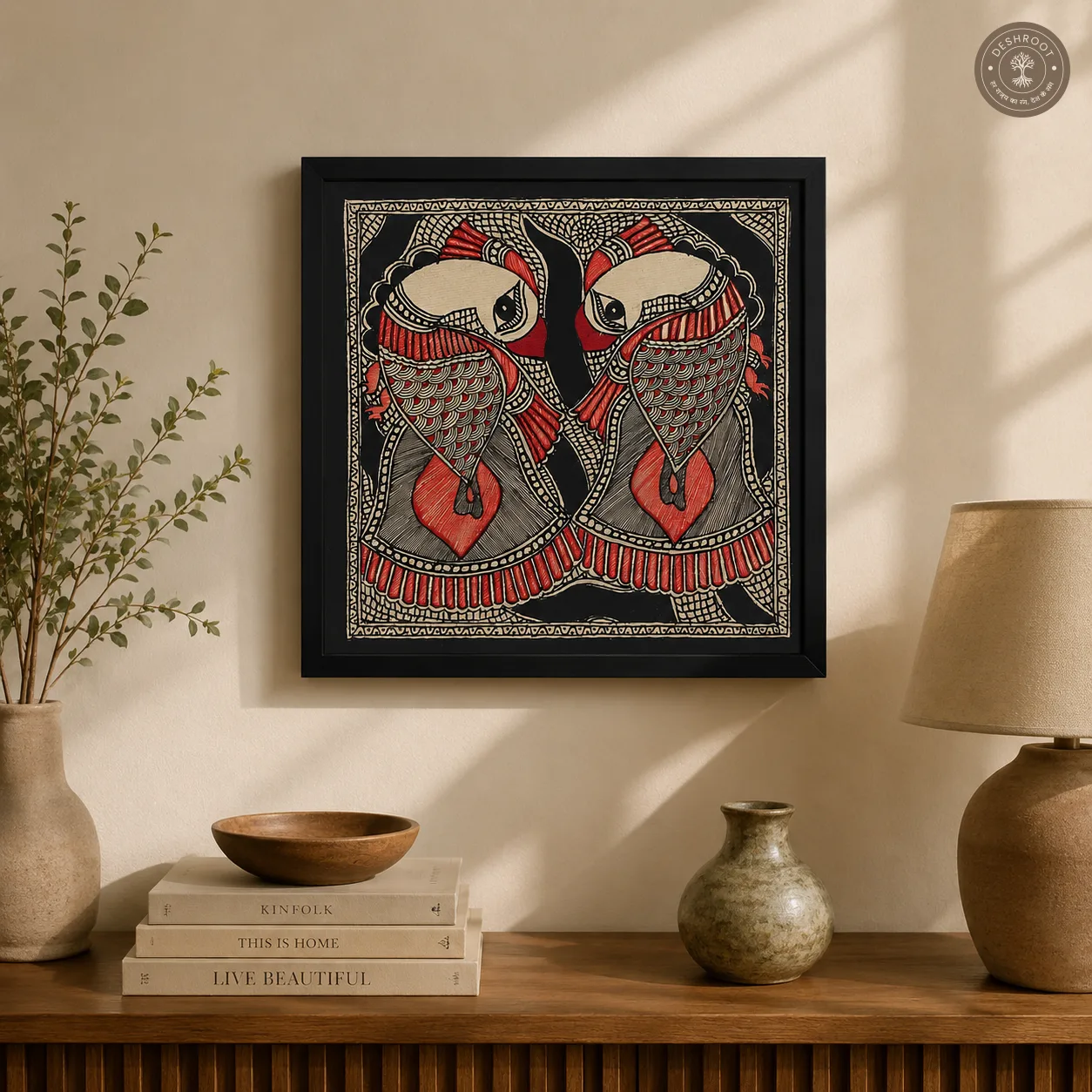Madhubani Prem Pakshi Folk Painting