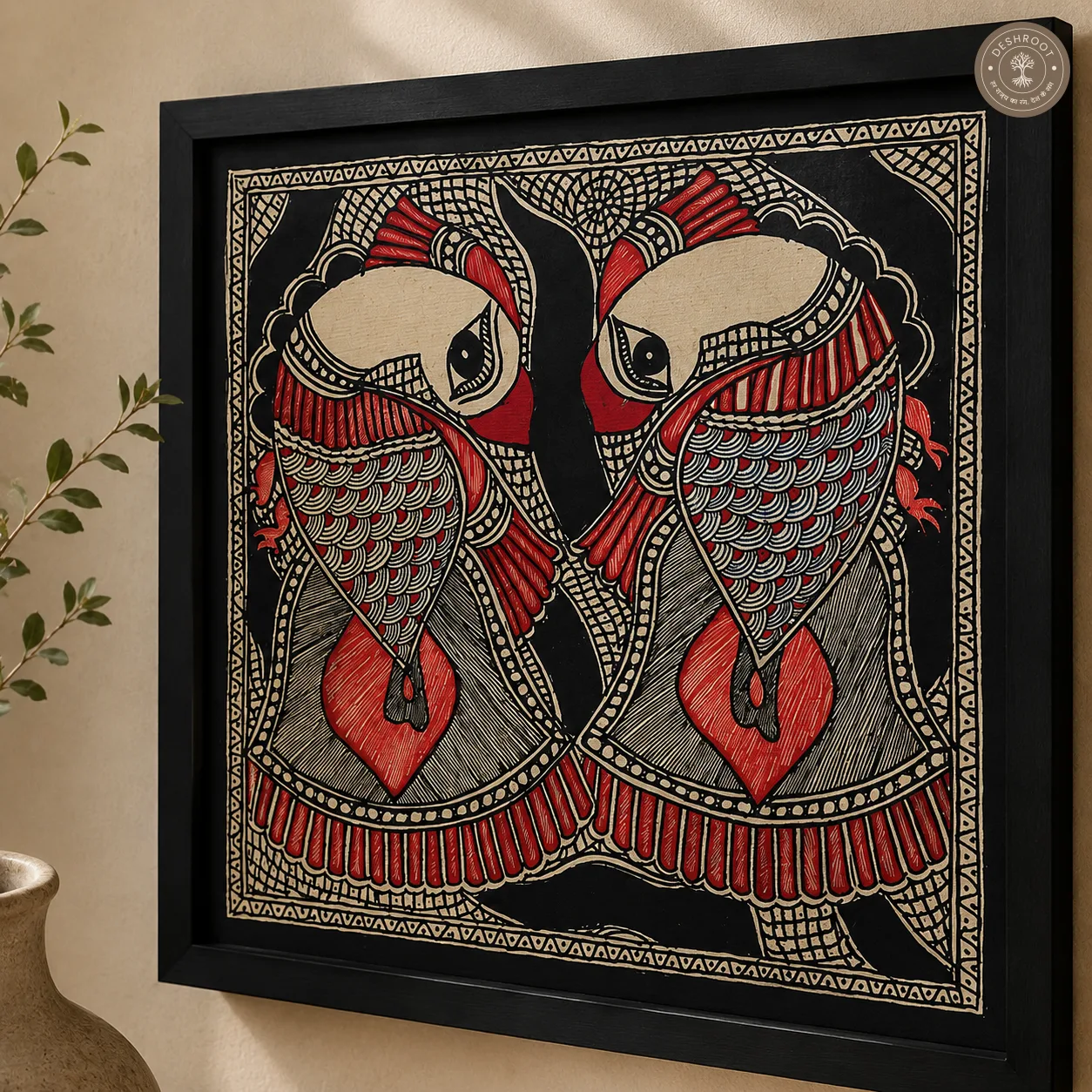 Madhubani Prem Pakshi Folk Painting