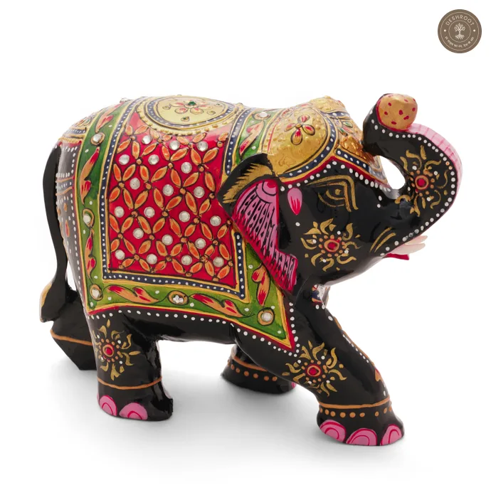 Wooden Elephant Embose Red paint