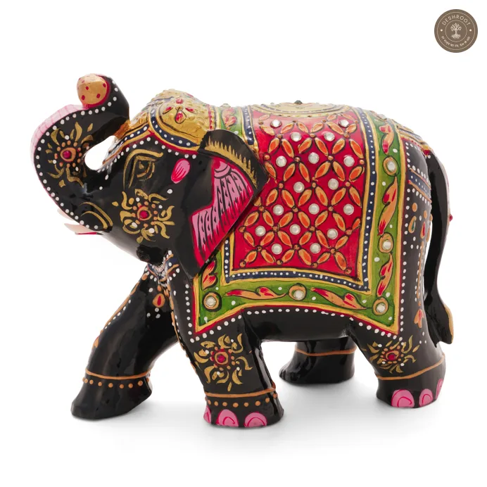 Wooden Elephant Embose Red paint