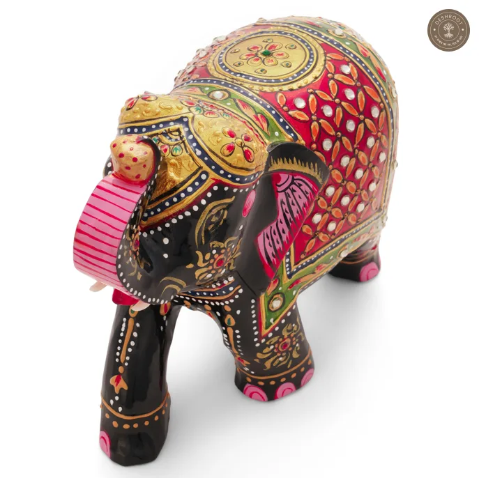 Wooden Elephant Embose Red paint