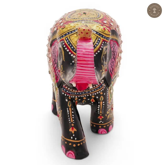 Wooden Elephant Embose Red paint