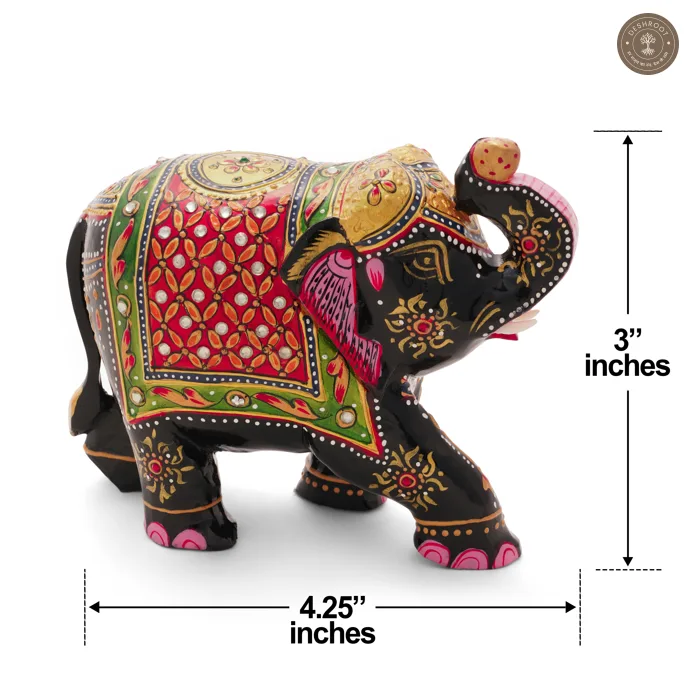 Wooden Elephant Embose Red paint