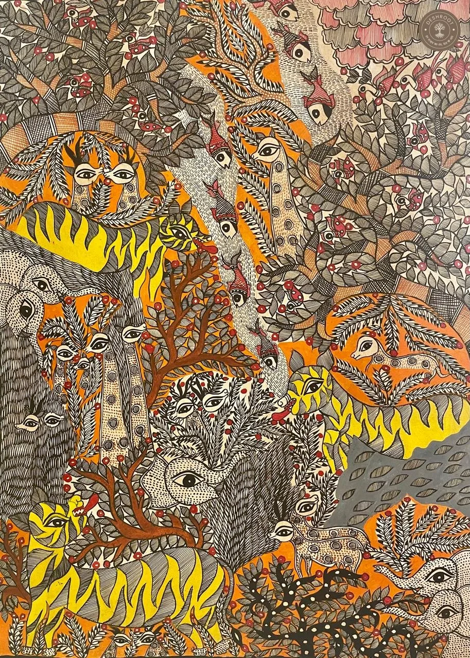 Madhubani Van Jeevan Wildlife Painting