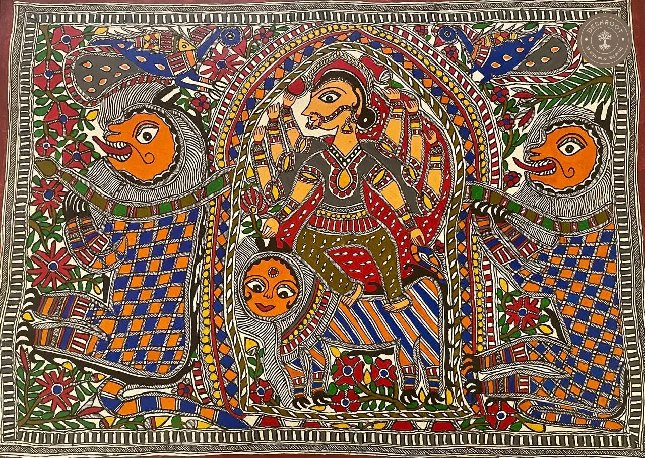 Madhubani Devi Shakti Folk Painting