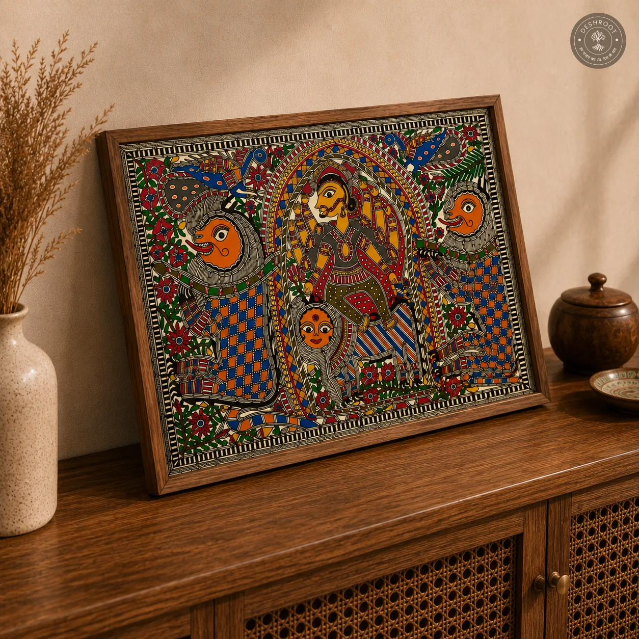 Madhubani Devi Shakti Folk Painting