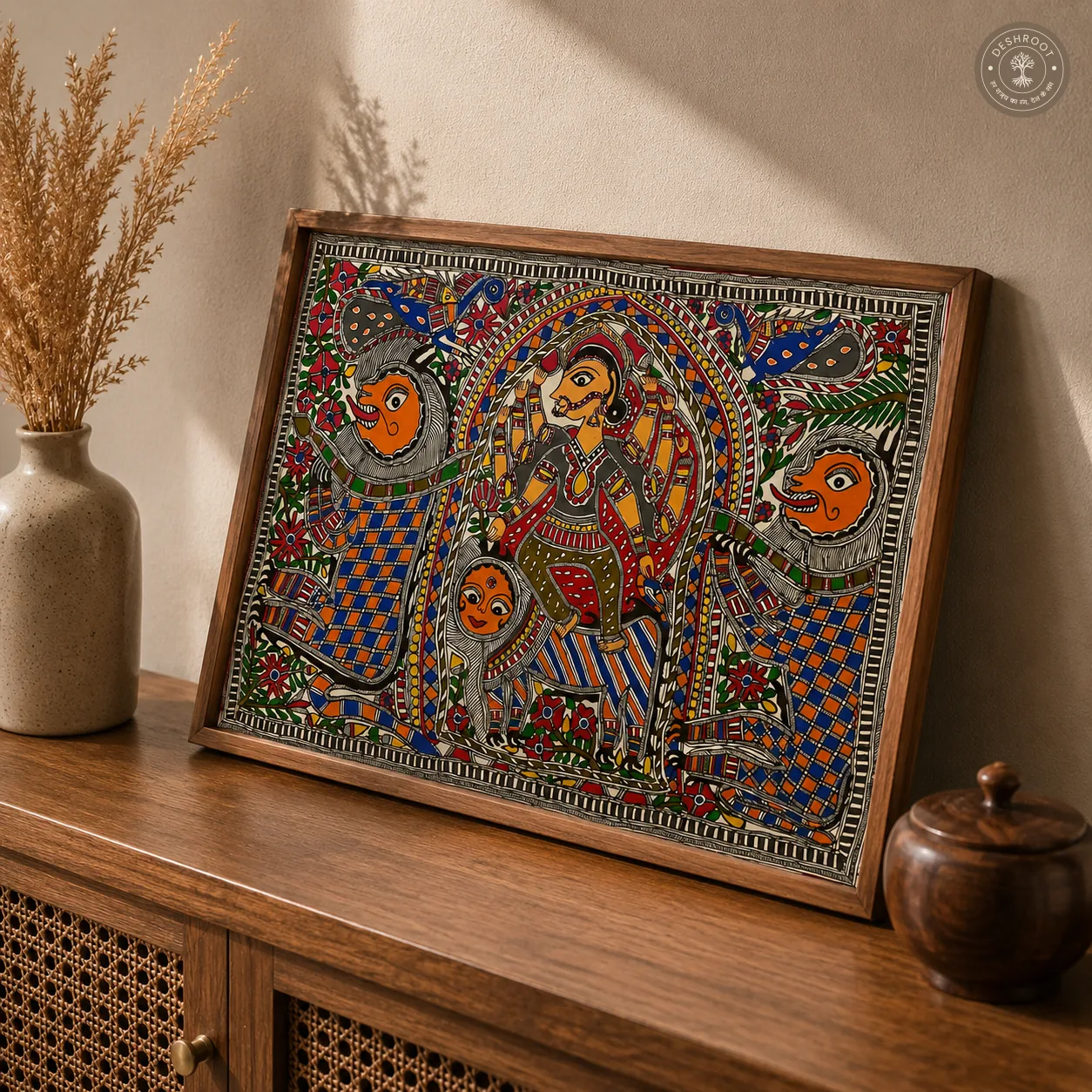 Madhubani Devi Shakti Folk Painting