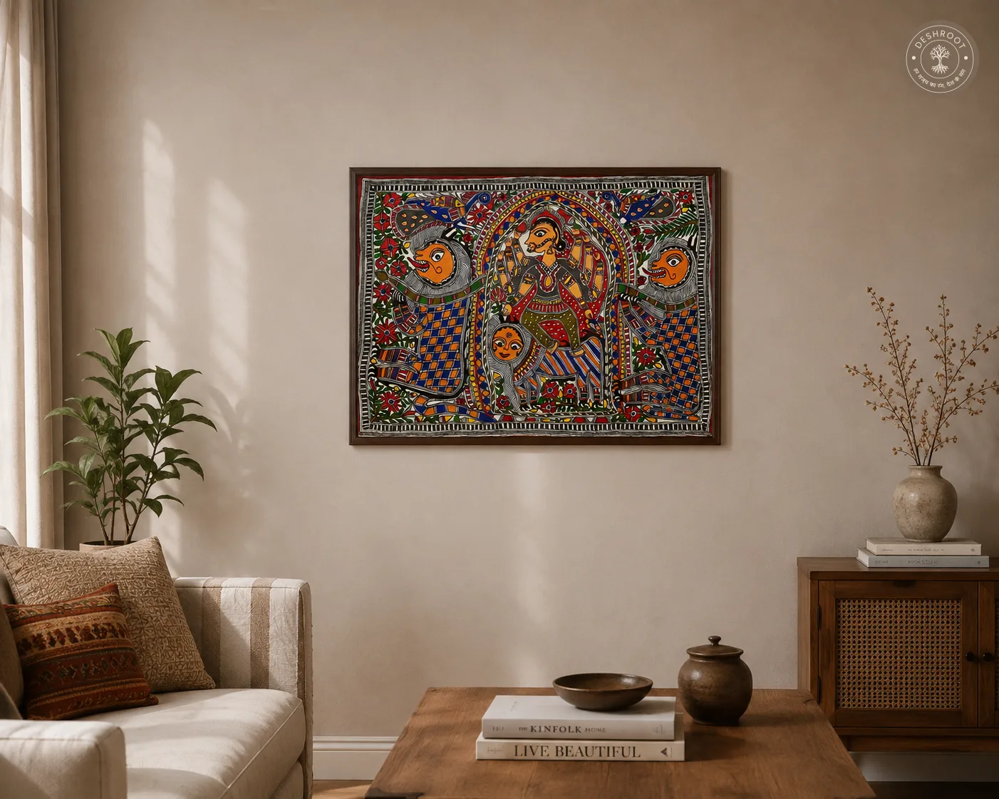 Madhubani Devi Shakti Folk Painting