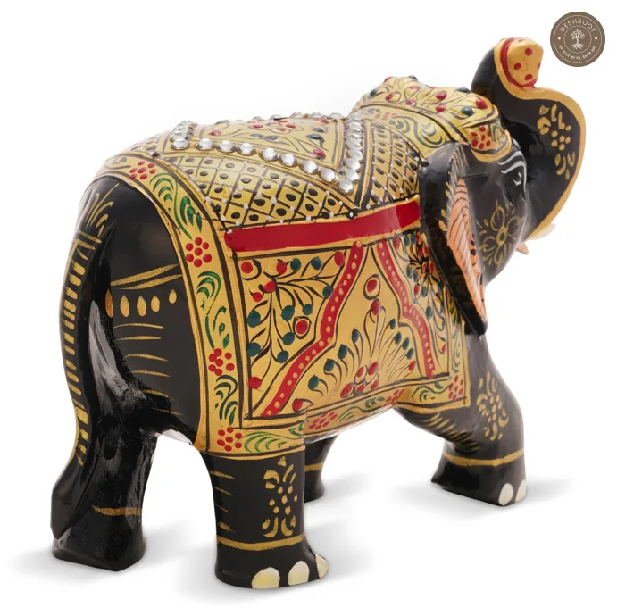 Elephant Reg Embose  Stone – Handcrafted Wooden Decorative Showpiece