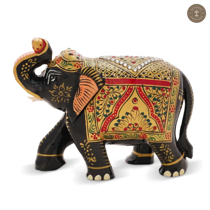 Elephant Reg Embose  Stone – Handcrafted Wooden Decorative Showpiece