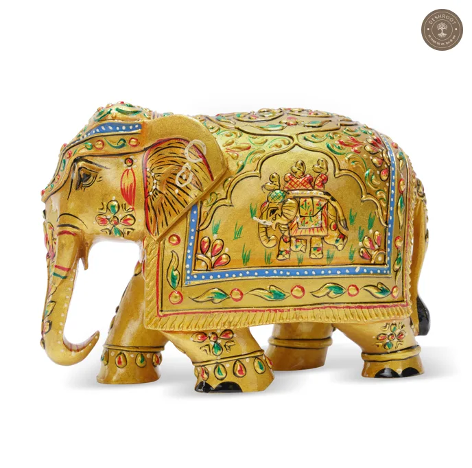 Golden Wooden Elephant Showpiece